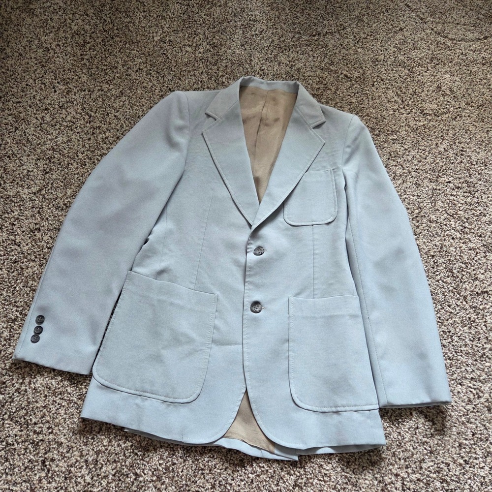Vintage 70s Angels Flight Tobias Kotzin Blazer Jacket Size 40 Lined Grey Disco